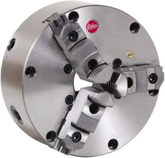 Atlas Workholding - 3 Jaws, 6" Diam, Self Centering Manual Lathe Chuck - Plain Back Mount Spindle, Adjustable, Reversible, 3,000 Max RPM, 1.54" Through Hole Diam, Cast Iron - Apex Tool & Supply