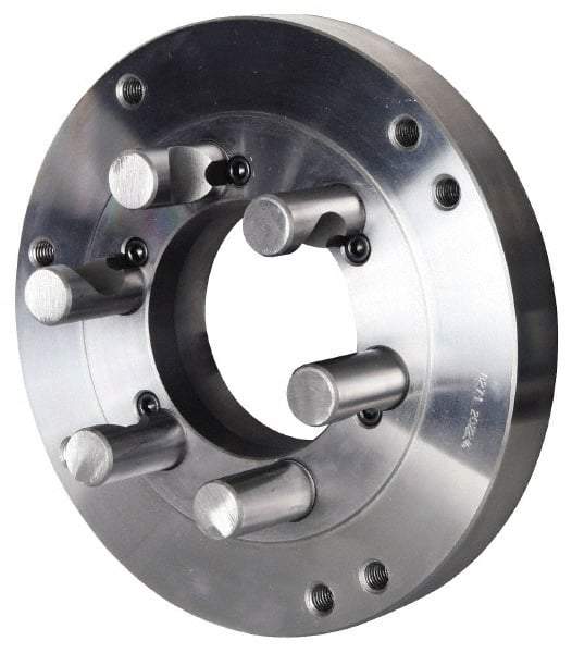 Pratt Burnerd America - Adapter Back Plate for 8" Diam Self Centering Lathe Chucks - D1-6 Mount, 2-1/4" Through Hole Diam, Steel - Apex Tool & Supply