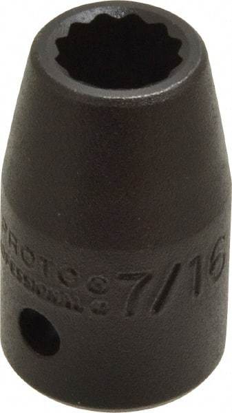 Proto - 1/2" Drive 7/16" Standard Impact Socket - 12 Points, 1-1/2" OAL - Apex Tool & Supply
