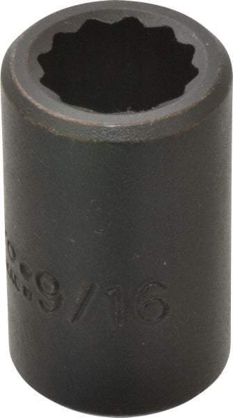 Proto - 1/2" Drive 9/16" Standard Impact Socket - 12 Points, 1-1/2" OAL - Apex Tool & Supply