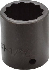 Proto - 1/2" Drive 1-1/16" Standard Impact Socket - 12 Points, 1-3/4" OAL - Apex Tool & Supply