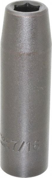 Proto - 1/2" Drive 7/16" Deep Impact Socket - 6 Points, 3-1/4" OAL - Apex Tool & Supply