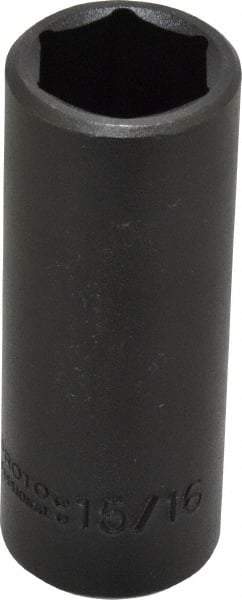 Proto - 1/2" Drive 15/16" Deep Impact Socket - 6 Points, 3-1/2" OAL - Apex Tool & Supply