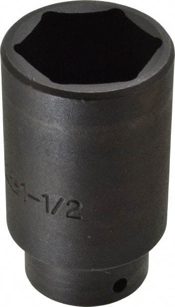 Proto - 1/2" Drive 1-1/2" Deep Impact Socket - 6 Points, 3-1/2" OAL - Apex Tool & Supply