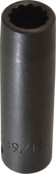 Proto - 1/2" Drive 9/16" Deep Impact Socket - 12 Points, 3-1/4" OAL - Apex Tool & Supply