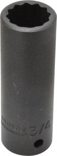 Proto - 1/2" Drive 3/4" Deep Impact Socket - 12 Points, 3-1/4" OAL - Apex Tool & Supply