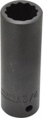 Proto - 1/2" Drive 3/4" Deep Impact Socket - 12 Points, 3-1/4" OAL - Apex Tool & Supply