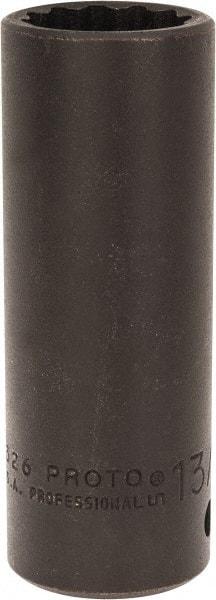 Proto - 1/2" Drive 13/16" Deep Impact Socket - 12 Points, 3-1/4" OAL - Apex Tool & Supply