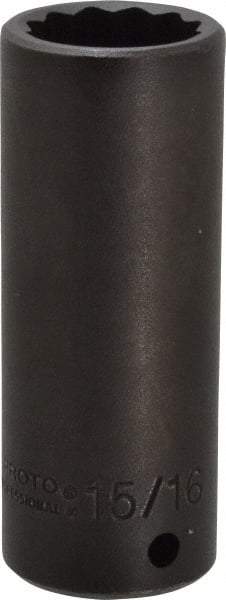 Proto - 1/2" Drive 15/16" Deep Impact Socket - 12 Points, 3-1/2" OAL - Apex Tool & Supply