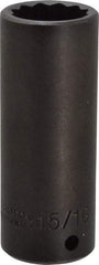 Proto - 1/2" Drive 15/16" Deep Impact Socket - 12 Points, 3-1/2" OAL - Apex Tool & Supply