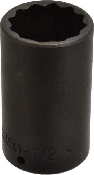 Proto - 1/2" Drive 1-1/2" Deep Impact Socket - 12 Points, 3-1/2" OAL - Apex Tool & Supply
