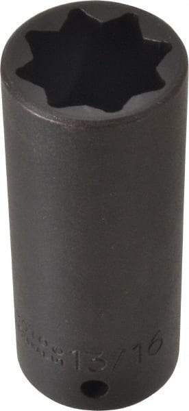 Proto - 1/2" Drive 13/16" Deep Impact Socket - 8 Points, 3-1/4" OAL - Apex Tool & Supply