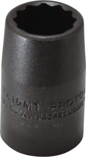 Proto - 1/2" Drive 15mm Standard Impact Socket - 12 Points, 1-1/2" OAL - Apex Tool & Supply