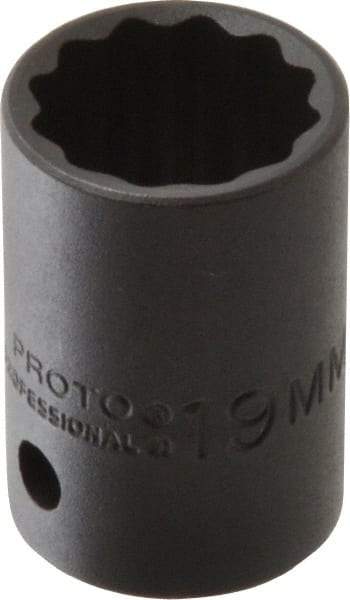 Proto - 1/2" Drive 19mm Standard Impact Socket - 12 Points, 1-1/2" OAL - Apex Tool & Supply