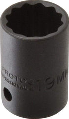 Proto - 1/2" Drive 19mm Standard Impact Socket - 12 Points, 1-1/2" OAL - Apex Tool & Supply