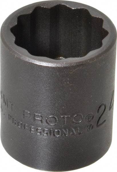 Proto - 1/2" Drive 24mm Standard Impact Socket - 12 Points, 1-1/2" OAL - Apex Tool & Supply