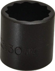 Proto - 1/2" Drive 30mm Standard Impact Socket - 12 Points, 2" OAL - Apex Tool & Supply