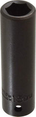 Proto - 1/2" Drive 15mm Deep Impact Socket - 6 Points, 3-1/4" OAL - Apex Tool & Supply