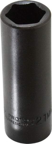 Proto - 1/2" Drive 21mm Deep Impact Socket - 6 Points, 3-1/4" OAL - Apex Tool & Supply
