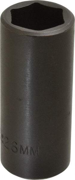 Proto - 1/2" Drive 26mm Deep Impact Socket - 6 Points, 3-1/2" OAL - Apex Tool & Supply