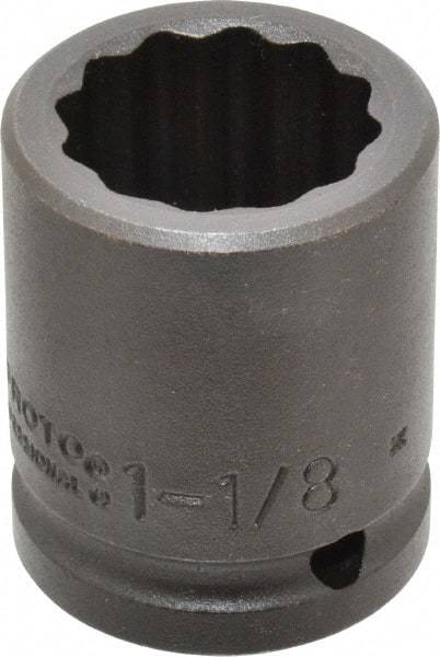 Proto - 3/4" Drive 1-1/8" Standard Impact Socket - 12 Points, 2-3/16" OAL - Apex Tool & Supply
