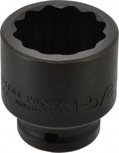 Proto - 3/4" Drive 1-5/8" Standard Impact Socket - 12 Points, 2-7/16" OAL - Apex Tool & Supply