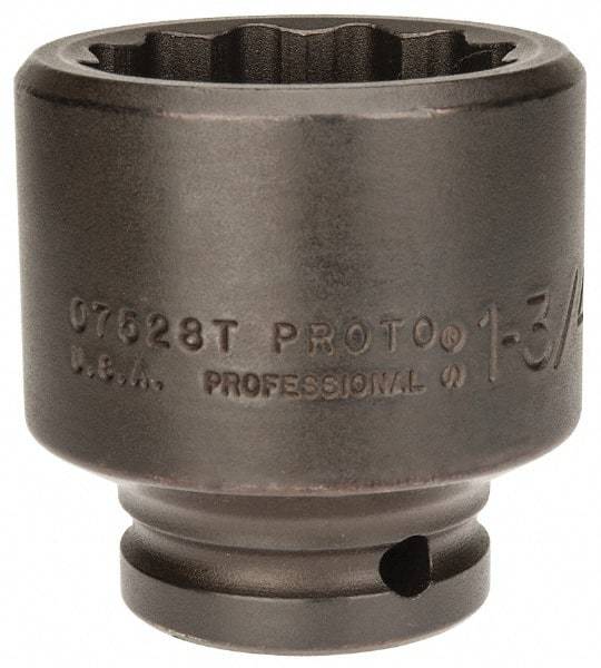 Proto - 3/4" Drive 1-3/4" Standard Impact Socket - 12 Points, 2-5/8" OAL - Apex Tool & Supply