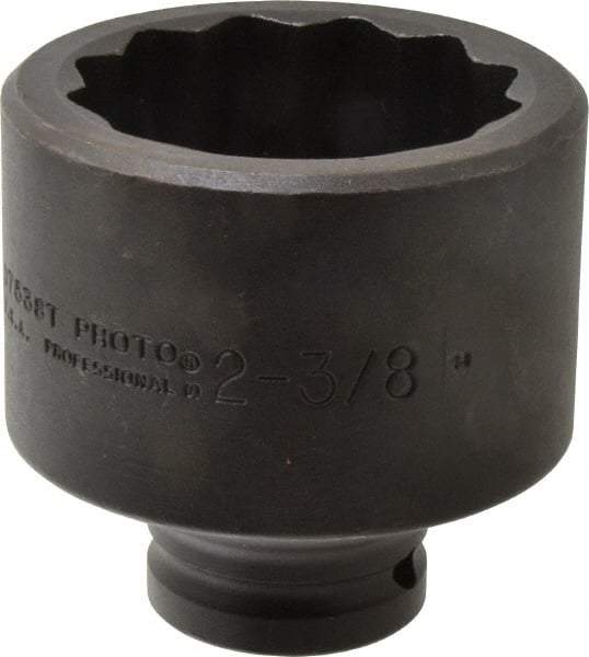 Proto - 3/4" Drive 2-3/8" Standard Impact Socket - 12 Points, 3-3/8" OAL - Apex Tool & Supply