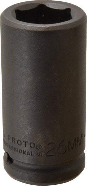 Proto - 3/4" Drive 26mm Deep Impact Socket - 6 Points, 3-1/4" OAL - Apex Tool & Supply