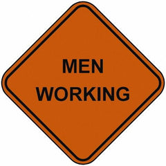 PRO-SAFE - "Men Working", 48" Wide x 48" High, Nylon Construction Roadway Signs - Orange, Square, Sign Stand Mount - Apex Tool & Supply