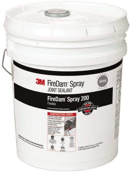 3M - 5 Gal Pail Gray Elastomer Joint Sealant - 110°F Max Operating Temp, 24 hr Full Cure Time, Series Spray 200 - Apex Tool & Supply