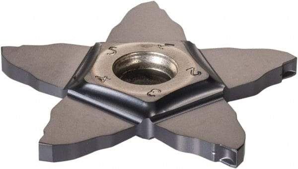 Iscar - PENTA C IC908 Grade, 0.0874" Cutting Width, Carbide Cutoff Insert - 0° Neutral Lead Angle, 0.006" Cnr Rad, TiAlN Coated, Other End - Apex Tool & Supply