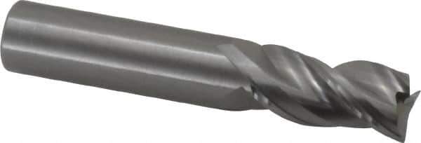 Kennametal - 5/8" Diam, 1-1/4" LOC, 3 Flute Solid Carbide Roughing & Finishing Square End Mill - Uncoated, 3-1/2" OAL, 5/8" Shank Diam, Straight Shank, 38° Helix, Centercutting, Regular Length - Apex Tool & Supply