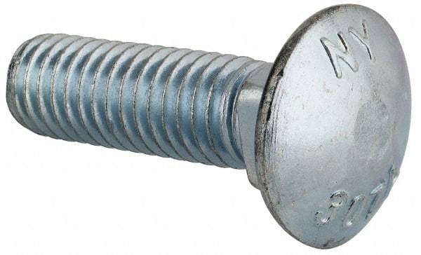 Value Collection - 7/16-14 UNC 1-1/2" Length Under Head, Standard Square Neck, Carriage Bolt - Grade 2 Steel, Zinc-Plated Finish - Apex Tool & Supply
