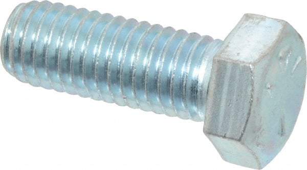 Made in North America - 1/2-13 UNC, 1-3/8" Length Under Head Hex Head Cap Screw - Fully Threaded, Grade 5 Steel, Zinc-Plated Finish, 3/4" Hex - Apex Tool & Supply