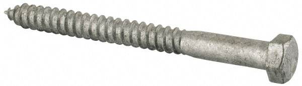Value Collection - 1/2" Screw, 5-1/2" Length Under Head, Steel, Hex Head Lag Screw - Hot Dipped Galvanized, Grade 2 - Apex Tool & Supply