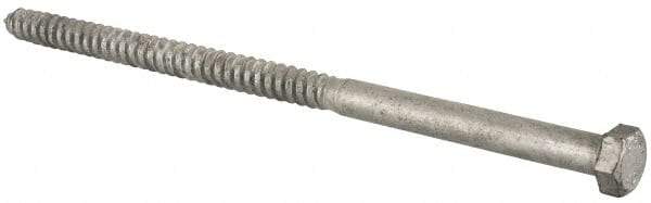 Value Collection - 1/2" Screw, 10" Length Under Head, Steel, Hex Head Lag Screw - Hot Dipped Galvanized, Grade 2 - Apex Tool & Supply
