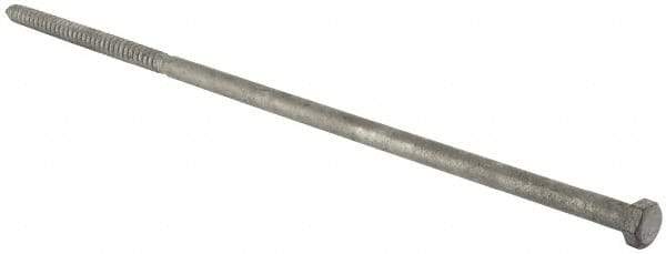 Value Collection - 1/2" Screw, 18" Length Under Head, Steel, Hex Head Lag Screw - Hot Dipped Galvanized, Grade 2 - Apex Tool & Supply