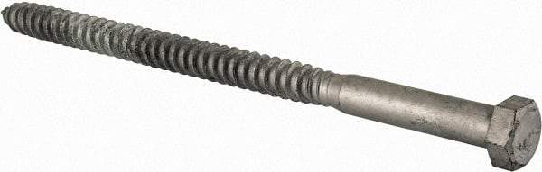 Value Collection - 5/8" Screw, 10" Length Under Head, Steel, Hex Head Lag Screw - Hot Dipped Galvanized, Grade 2 - Apex Tool & Supply