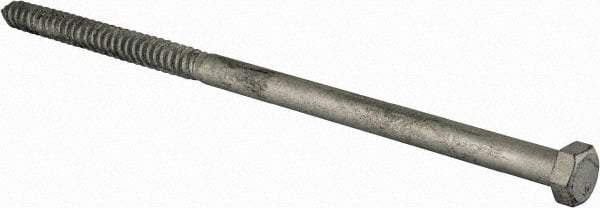 Value Collection - 5/8" Screw, 14" Length Under Head, Steel, Hex Head Lag Screw - Hot Dipped Galvanized, Grade 2 - Apex Tool & Supply
