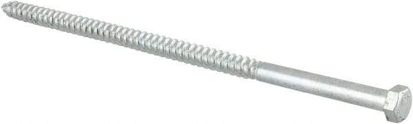 Value Collection - 3/8" Screw, 9" Length Under Head, Steel, Hex Head Lag Screw - Zinc Plated, Grade 2 - Apex Tool & Supply