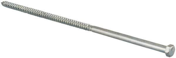 Value Collection - 3/8" Screw, 12" Length Under Head, Steel, Hex Head Lag Screw - Zinc Plated, Grade 2 - Apex Tool & Supply