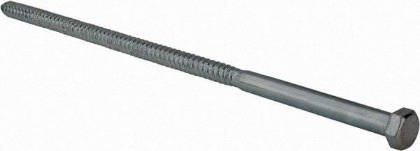 Value Collection - 1/2" Screw, 14" Length Under Head, Steel, Hex Head Lag Screw - Zinc Plated, Grade 2 - Apex Tool & Supply