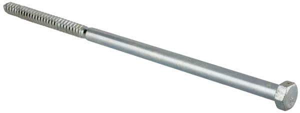Value Collection - 5/8" Screw, 16" Length Under Head, Steel, Hex Head Lag Screw - Zinc Plated, Grade 2 - Apex Tool & Supply