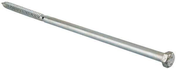 Value Collection - 5/8" Screw, 18" Length Under Head, Steel, Hex Head Lag Screw - Zinc Plated, Grade 2 - Apex Tool & Supply