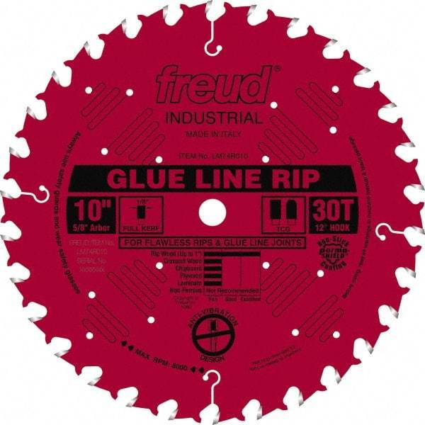 Freud - 10" Diam, 5/8" Arbor Hole Diam, 30 Tooth Wet & Dry Cut Saw Blade - Carbide-Tipped, Standard Round Arbor - Apex Tool & Supply