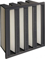 Made in USA - 12" Noml Height x 24" Noml Width x 12" Noml Depth, 65% Capture Efficiency, V-Bank Mini-Pleat Air Filter - MERV 11, Microfiberglass, Integrated Plastic Frame, 500 Max FPM, 1,000 CFM, For Any Unit - Apex Tool & Supply