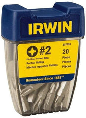 Irwin - #2, Insert Phillips Screwdriver Bit - 1/4" Drive, 1" OAL - Apex Tool & Supply