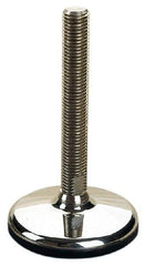 Sunnex - 3/4-10 Bolt Thread, 1-1/2" High Overall Hygienic Design Stud Mount Leveling Pad & Mount - 5,500 Max Lb Capacity, 4.72" Base Diam, 6" Thread Length - Apex Tool & Supply