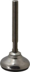 Sunnex - 1/2-13 Bolt Thread, 1.3" High Overall Hygienic Design Stud Mount Leveling Pad & Mount - 1,100 Max Lb Capacity, 2.36" Base Diam, 4" Thread Length - Apex Tool & Supply